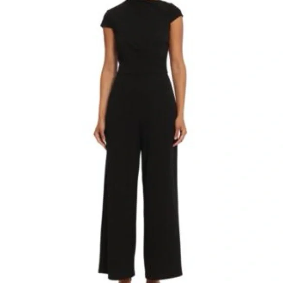 Maggy London Cap Sleeve Asymmetrical Black Jumpsuit - Picture 3 of 7